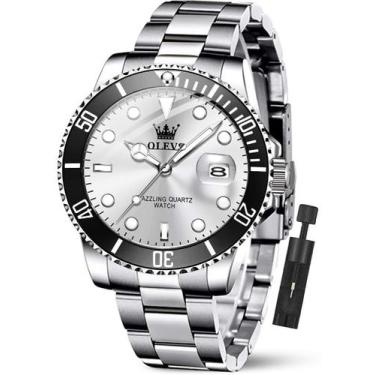 Imagem de Relógio OLEVS Silver Fashion Casual para homens à prova d'água