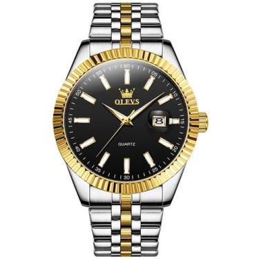 Imagem de Relógio OLEVS masculino em aço inoxidável com mostrador preto e quartz