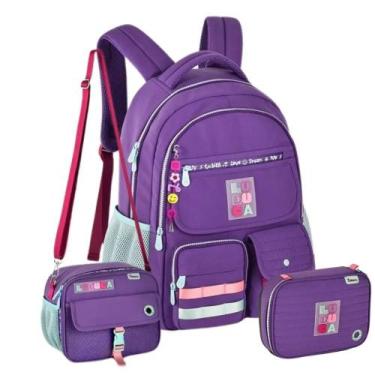 Imagem de Kit Mochila Costas Luluca Escolar Lancheira E Estojo 2025, LILÁS