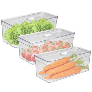 Imagem de Organizador de Geladeira Armario Cozinha 6,8L Acrilico Para Frutas Legumes e Vegetais (Kit 3, Tela)