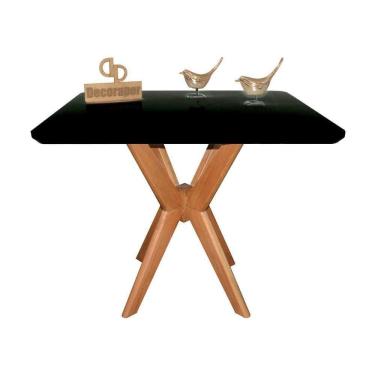 Imagem de Mesa Jantar Pandora Tampo Quadrado Laca Com Vidro 110cm Preto