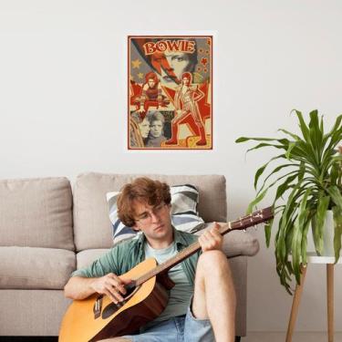 Imagem de Quadro Decorativo David Bowie Poster Vintage 33x24cm - com vidro - Qua