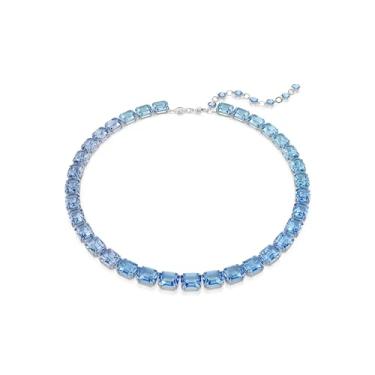 Imagem de Swarovski Colar Millenia, corte octógono, gradiente de cor, azul, acabamento ródio, One Size, Cristal, Cristal