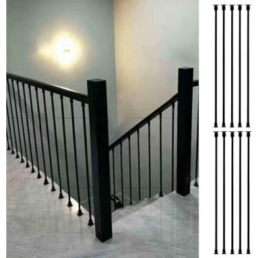 Imagem de Conjunto de eixos de escada de balaústres de ferro de 1 2 5 7 10, coluna de eixo de corrimão de metal, com suporte de ângulo ajustável, uso interno e externo -