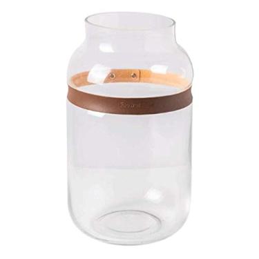Imagem de Factorycreative Vaso de simplicidade vidro flores transparentes arranjo de flores hidropônico couro bovino círculo design decoração casa artesanato vidro (cor: cinza tamanho: A) (branco B)