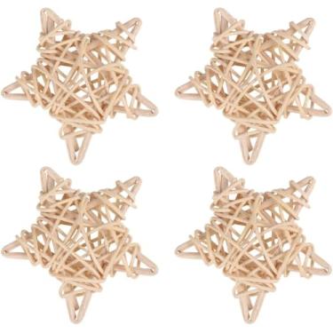 Imagem de Pacote com 4 bolas de vime natural de vime para coelhos – Brinquedos molares de coelho em forma de coração para hamsters, pequenos animais, chinchilas, moagem de dentes, brinquedos de atividade para