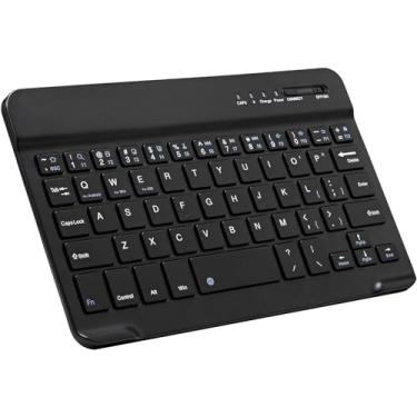 Imagem de Teclado Bluetooth ultrafino portátil mini teclado sem fio recarregável para Apple iPad, iPhone, Samsung, tablet, smartphone, smartphone, iOS, Android, Windows (azul de 10 polegadas) (PRETO)