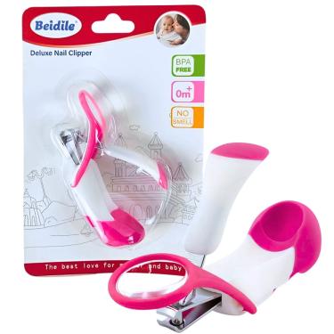 Imagem de Cortador de Unhas Infantil Bebe Rosa c/ Lupa - Castela