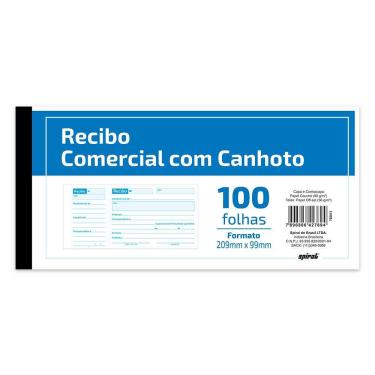 Imagem de Recibo comercial 100 folhas com canhoto 209x99mm 331 Spiral un 1 un