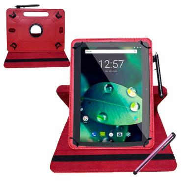Imagem de Capa Case premium Vermelha Giratória para Tablet Multilaser M10A + Caneta touch