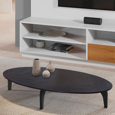 Imagem de Mesa de Centro Oval Orgânico Laminada 100x45cm Canada Ébano Preto