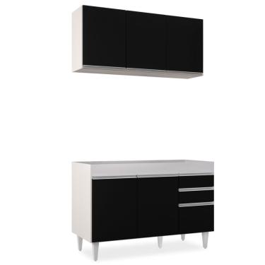 Imagem de Armário Aéreo Virgínia E Balcão Para Pia 120cm Branco/preto