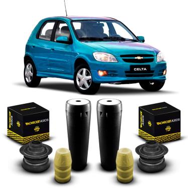Imagem de Par Kit Coxim Suporte Batente Coifa Amortecedor Traseiro Chevrolet Celta 2007 2008 2009 2010 2011 2012 2013 2014 2015 16