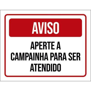 Imagem de Kit 3 Placas Aviso Aperte Campainha Para Ser Atendido 36X46