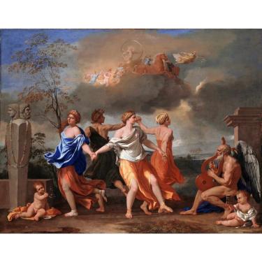 Imagem de Dança Para a Música do Tempo de Nicolas Poussin, 60 x 77 cm, Tela Canvas Para Quadro