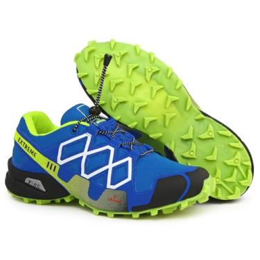 Imagem de Tênis Extremecross Speed Trekking Trilha Academia Corrida CIclismo Trava Cross Masculino Feminino T-Shoes (Royal-Branco, BR, Adulto, Numérico, 43)