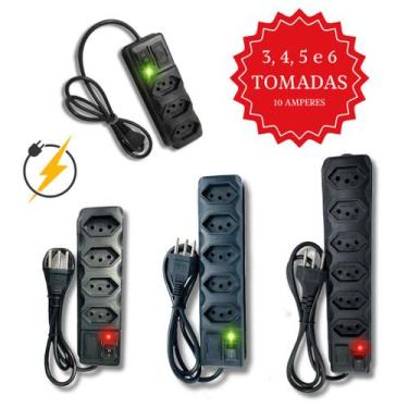 Imagem de Extensão Elétrica, Filtro de Linha Regua de 4 Tomadas Bivolt c/ Fusíve
