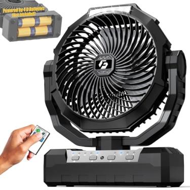 Imagem de Wavmill Ventilador A Pilhas [Máx. 200 H], Ventiladores 2 Em 1 Com Pilhas D E Alimentação Usb, Ventilador Portátil Para Acampamento Com 4 Velocidades, Luz, Temporizador, Controle Remoto Para Barraca