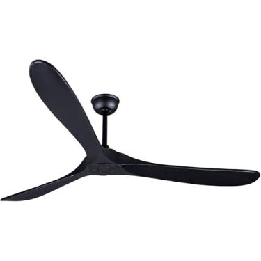 Imagem de Bigzone Ventilador De Teto Preto De 70" Sem Luz, 3 Pás De Madeira Maciça, Ventilador De Teto Externo Com Controle Remoto, Motor Reversível