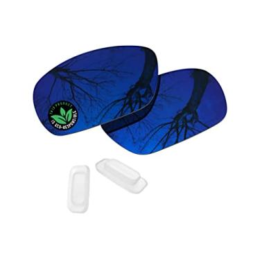 Imagem de Raydi Lentes de reposição de policarbonato e protetores de nariz para óculos de sol Maui Jim Black Coral MJ249 - Trail Blue Mirror - Polarizado