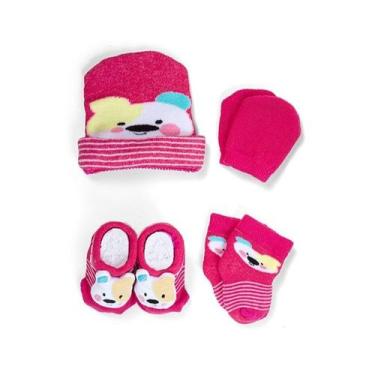 Imagem de Kit Enxoval Bebe Toca Luva Sapatinho E Meia Recem Nascido Presente Mat