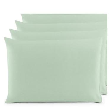 Imagem de Kit 4 Fronhas (2 Pares) 100% Algodão Em meia malha fio 30/1 para travesseiro 70 x 50 cm (Verde bb)