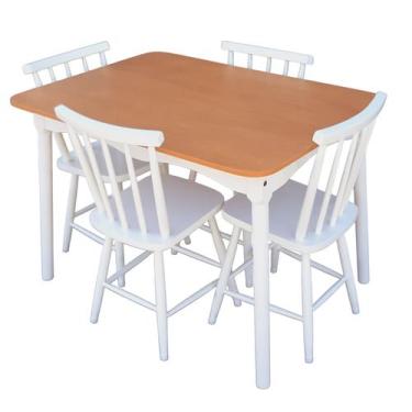 Imagem de Jogo De Jantar Colonial Brisa Mesa 110x80cm 04 Cadeiras Mel, Rustico T
