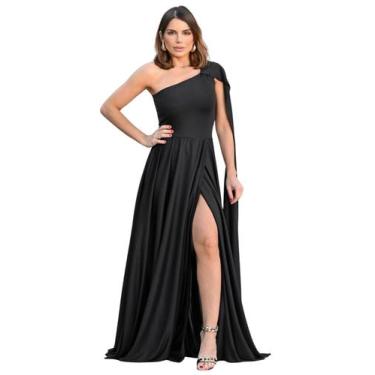 Imagem de Vestido Longo Capa Festa Elegante Social - juquitiba brasil, Preto, PP