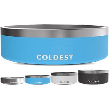 Imagem de Tigela para cães Coldest Dog – Tigela de metal antiferrugem e antiderrapante, grande, à prova de derramamento, resistente, com 3 camadas, tigela isolada para cães – Tigela para comida e água para