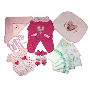 Imagem de Enxoval Boneca Bebê Reborn Realista 29 Acessórios Rosa Pink - Mamãe Re