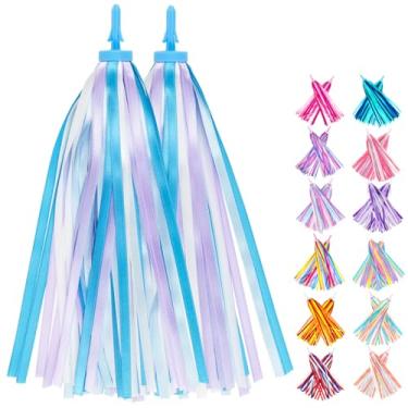 Imagem de Mlurcu Bicicleta Streamers Bicicleta Borlas para Crianças 1 Par, Crianças Acessórios para Bicicleta Scooter Bicicleta Triciclo Guiador Streamers Guiador Manoplas Acessórios para Meninos E Meninas(Azul