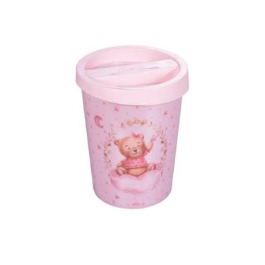 Imagem de Lixeira Decorada C/Tampa 5,5l Infantil Plasútil Quarto Bebê (Ursa Rosa)