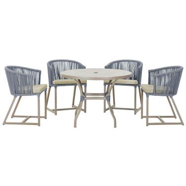 Imagem de  Mesa com 4 Cadeiras de Jantar Roma 100cm e Noronha em Aluminío