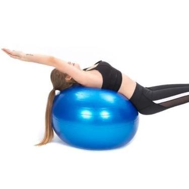 Imagem de Bola de Pilates Suíça Azul 75cm com Bomba Encher Fitbal Yoga - OCCY