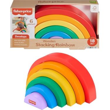 Imagem de Fisher-Price Brinquedo para Bebês Arco-íris de Madeira Empilhável para crianças a partir de 18 meses