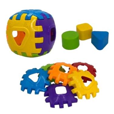 Imagem de Brinquedo Educativo Cubo de Formas Geométricas, Multicolorido, Blocos de Encaixar para Crianças