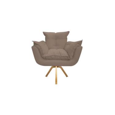 Imagem de Poltrona Decorativa Opala Base Giratória Suede Capuccino Ms Decor - Ma
