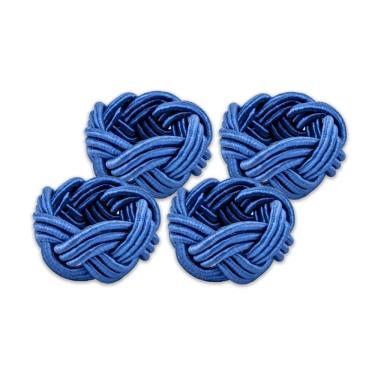 Imagem de Kit Argola para Guardanapo em Tecido Le Trança Azul 4 Unidades