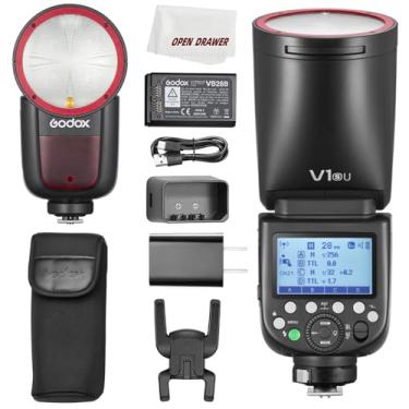 Imagem de Godox Flash V1S V1-S versão EUA cabeça redonda flash para câmera, flash TTL 2,4G, HSS 1/8000s, bateria de lítio embutida, lâmpada de modelagem LED de 10 níveis, tempo de reciclagem de 1,5 s para