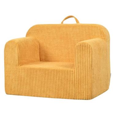 Imagem de Getifun Sofá infantil, sofá infantil confortável 2 em 1, cadeira de sherpa macia dobrável para meninos e meninas (amarelo)