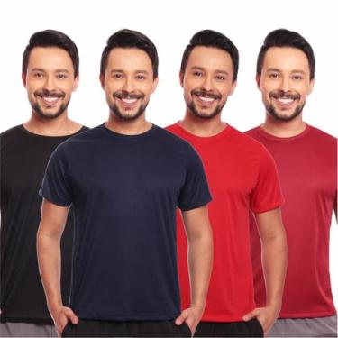 Imagem de Kit 4 Camisas Masculina Manga Curta Dry Fit Proteção Uv - Brás e Cia, 