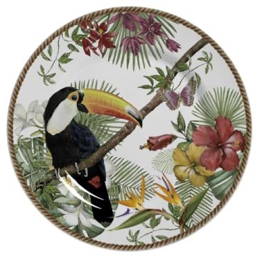 Imagem de Prato Parede Decorativo Tucano Cerâmica Acompanha Suporte Ø20 cm Pintura Não Sai