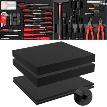 Imagem de Aolabela Parte De Espuma Inserida - Folha Pré-Cubo Poliuretano Com Fundo Para Uso Em Caixas, Estojos, Acolchoamento, Câmera, Caixa Ferramentas, Jogo Tabuleiro (4 Peças, 2 Tamanhos)