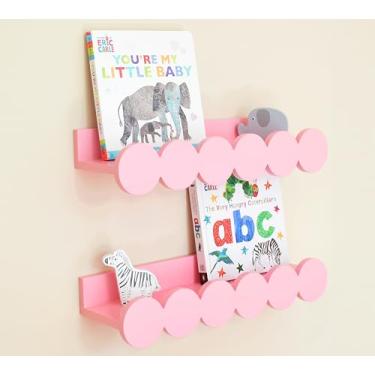 Imagem de CNK Prateleiras Flutuantes Para Berçário, Conjunto De 2 Parede Livros, Quartos Crianças, Bebês E Crianças Pequenas, Estante Madeira Pinho Natural, Armazenamento Brinquedos Com Prateleira, Decoração