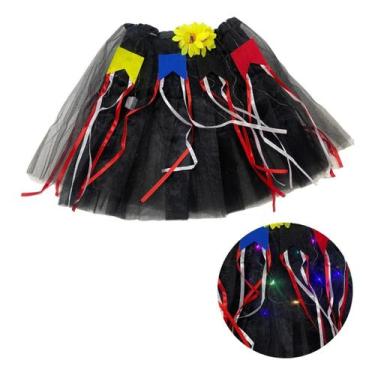 Imagem de Saia de tule com led de festa junina arraiá 40cm - DreamInbox, Preto