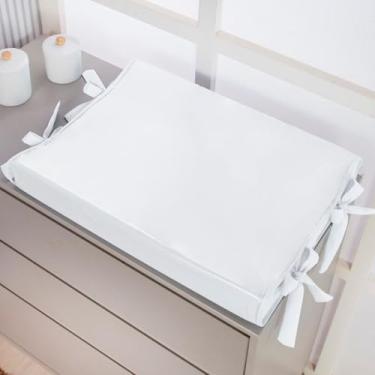 Imagem de Trocador de Bebê Anatômico para Cômoda, Plastificado, com Alça de Amarrar, Disponível em Branco, Bege e Creme (Branco, M liso - 55x40)