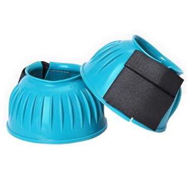 Imagem de HILASON Botas de sino de borracha Western Horse com nervuras de PVC com gancho duplo e laço para treinamento, proteção e absorção de choque