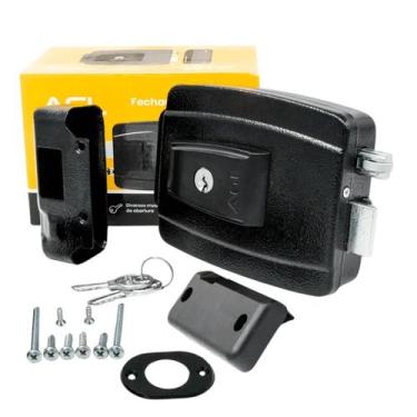 Imagem de Fechadura Elétrica AGL AL100R 12V Preta 42mm - Chave Simples, Preto
