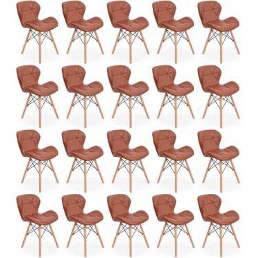Imagem de Kit 20 Cadeiras de Jantar Charles Eames Slim Wood Estofada - Marrom