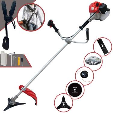 Imagem de Roçadeira Anmax CG430P TB À Gasolina 2T 43cc 9.000rpm 2HP Com Kit 3 Lâminas de Corte, Carretel de Nylon e Escova de Aço Circular 38 Cerdas